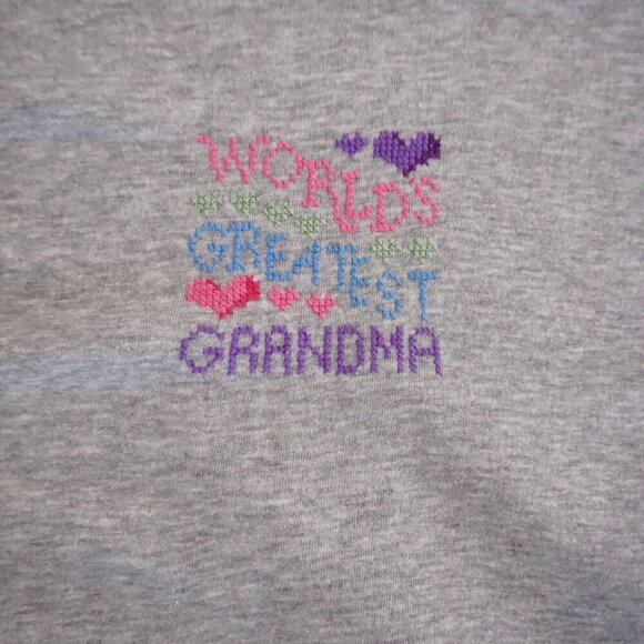 Vintage Lady Mcgregor Grey World's Greatest Grandma Cotton Blend Crew Sweater 1X - Picture 9 of 10